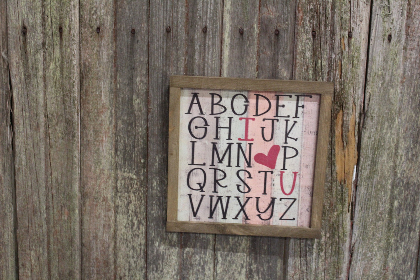 Valentines Wood Sign Alphabet ABC's Heart Sweetest Day Valentines Day I Heart You I Love You Shiplap Print Art Farmhouse Primitive Rustic