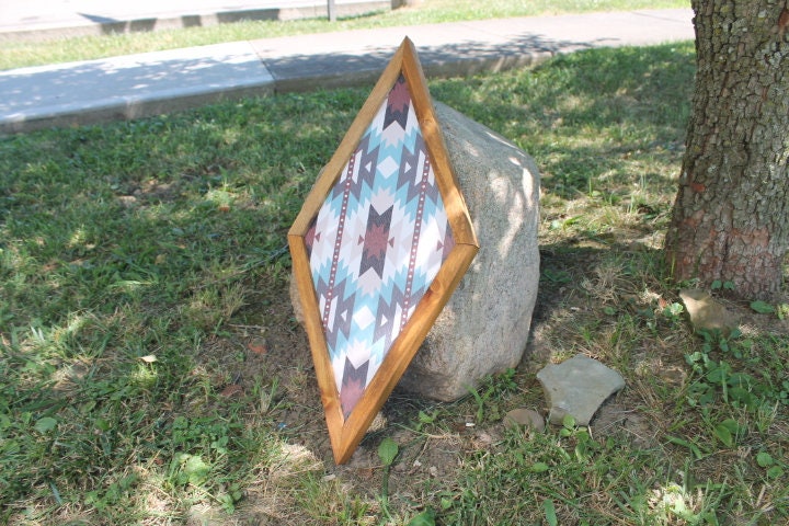 Rustic Aztec Country Graphic Diamond Farmhouse Farm Decor Printed Tribal Wall Art Framed Printed