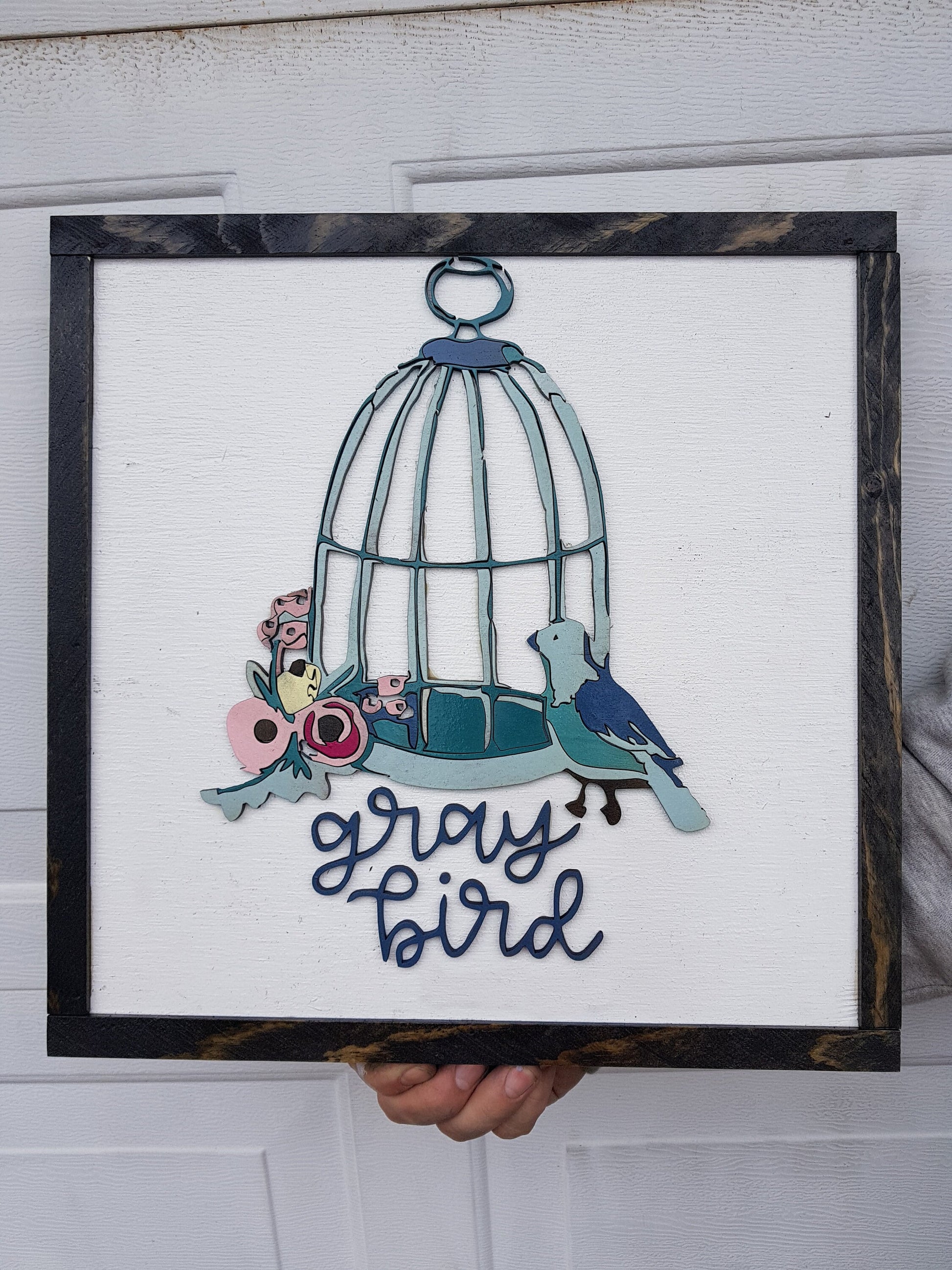 Small Business Sign Raised Text Script Small Shop Sign Boutique Sign Bird, Bird Cage Floral Sign Wooden Wood 3D Handmade Custom
