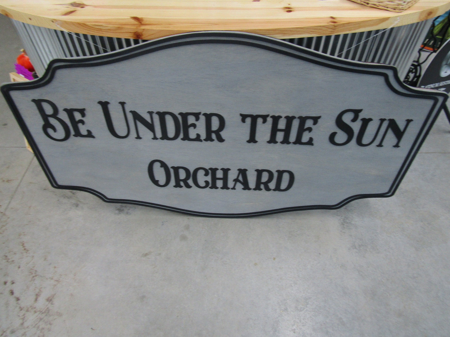 Custom Handmade Wood Sign for Outdoor Indoor Hanging Personalized for your Business Orchard Sun Fruit Sign Commercial Signage Gray Large