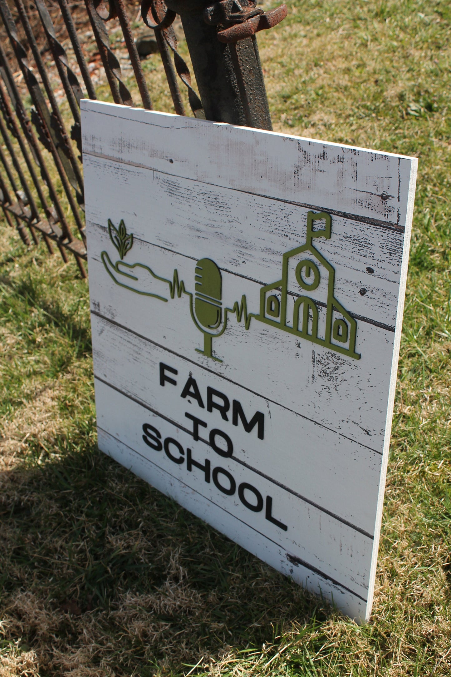 Farm to School Custom Sign Square Business Commerical Signage 3D 4H Grow Farming Food Teaching Education Made to Order Logo Wooden Handmade
