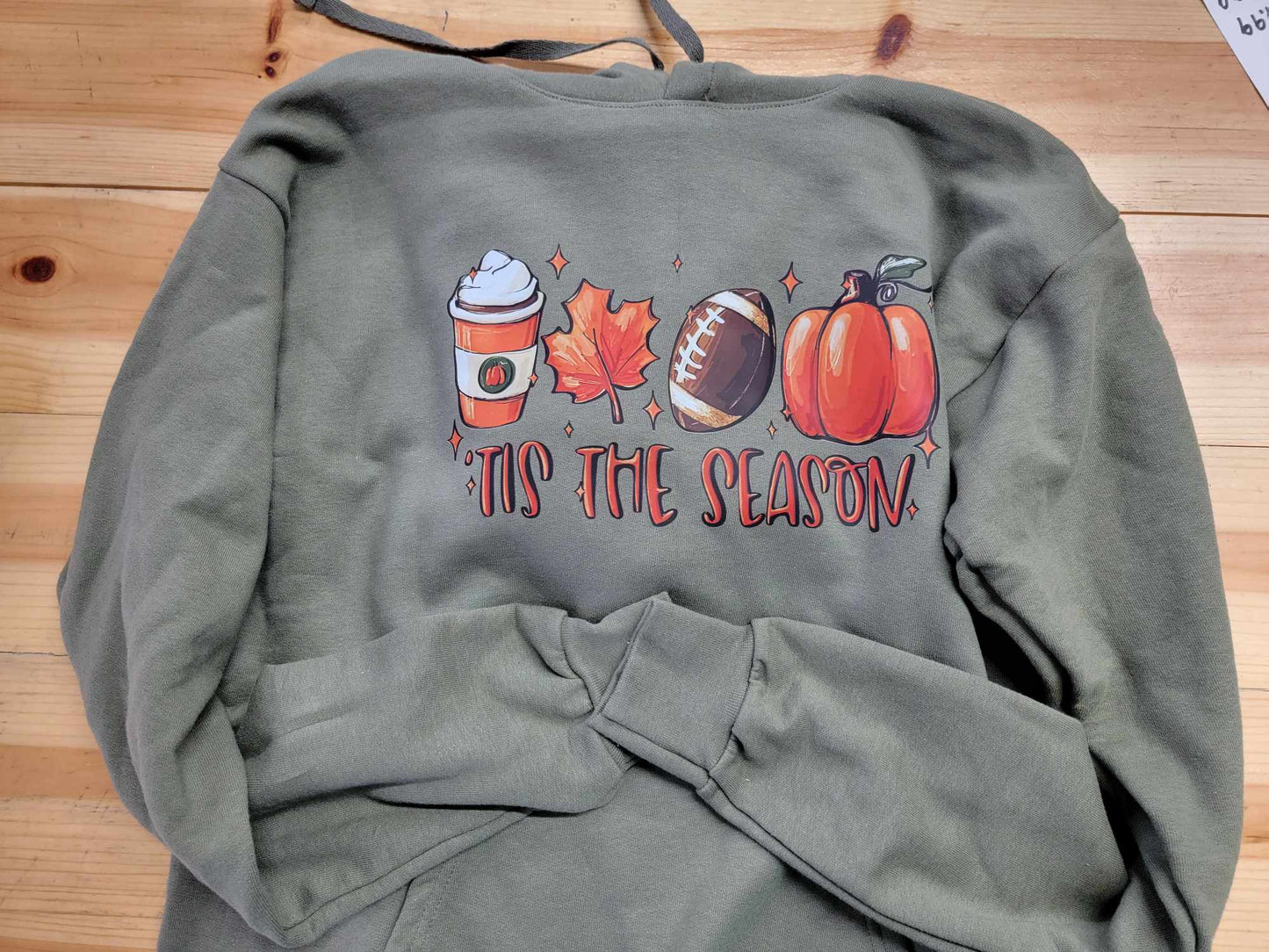 Tis The Season Coffee Leaf Football Pumpkin Hoodie