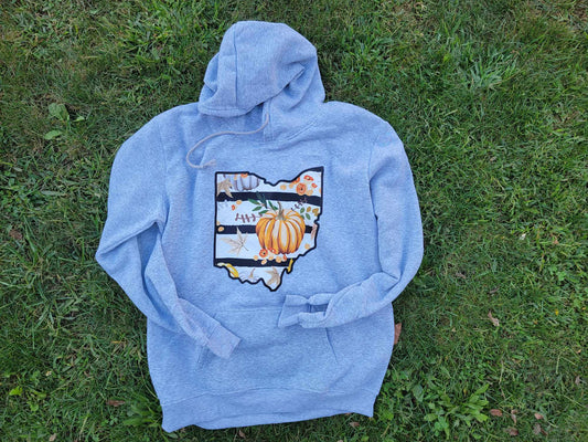 Striped Ohio with Pumpkins Hoodie