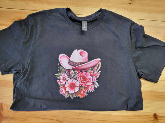 Pink Cowgirl Hat and Flowers Shirt