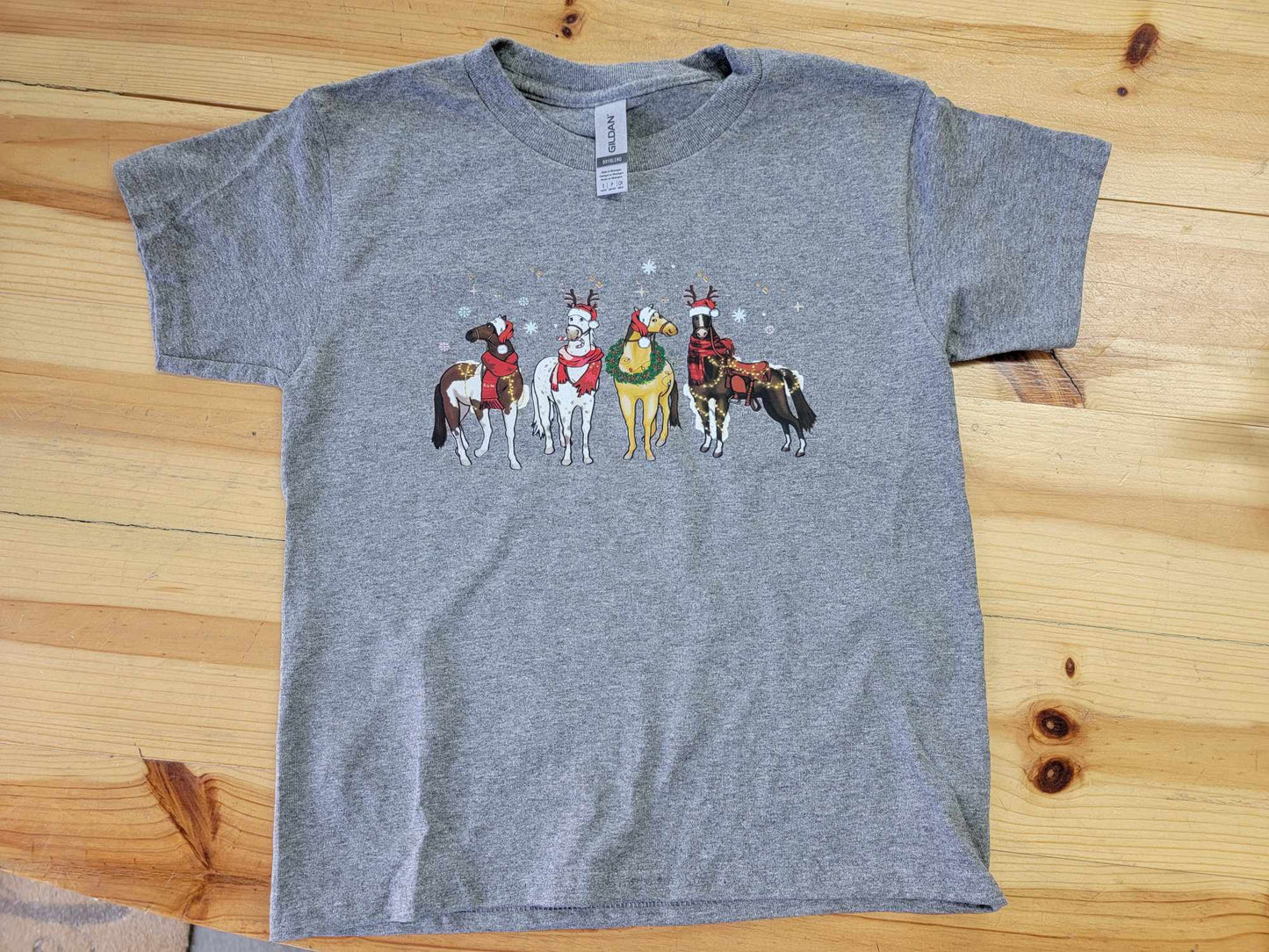 Horses in Santa Hats Christmas Shirt