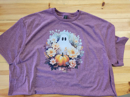 Ghost Flower Circle Pumpkin Shirt