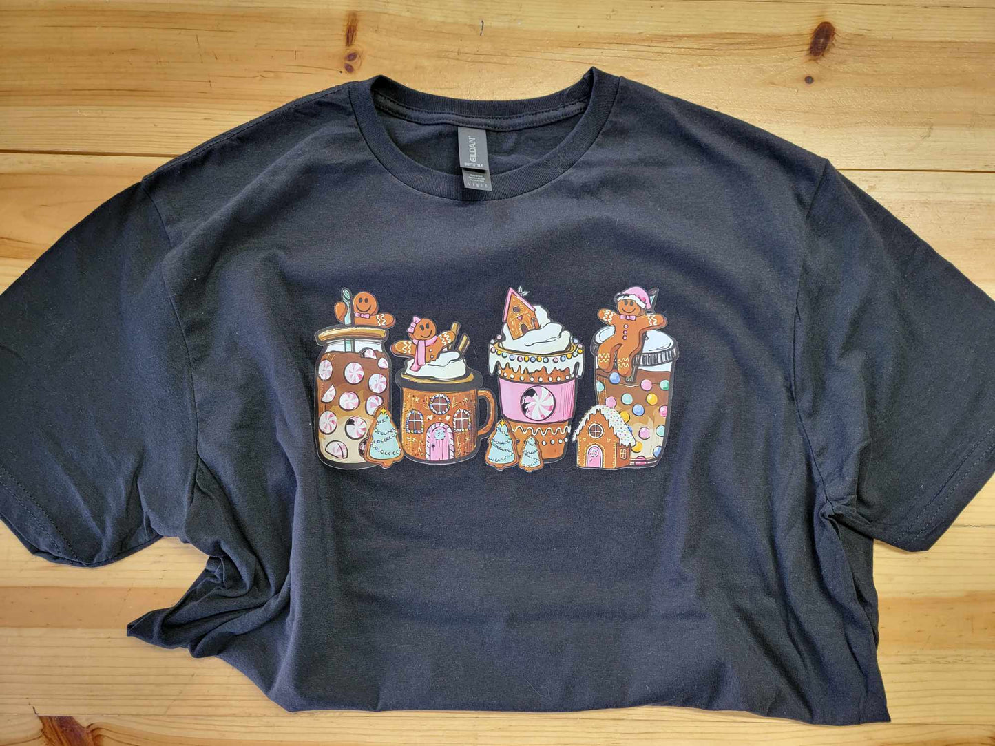 Gingerbread in Coffee Cups Christmas Shirt