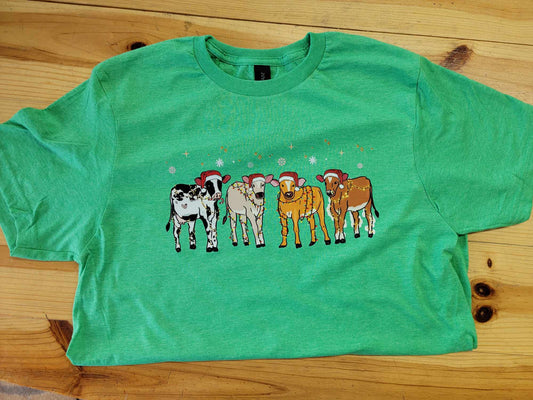 Cows in Santa Hats Christmas Shirt