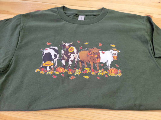 Cows in Leaves Fall DTF Transfer Sheet