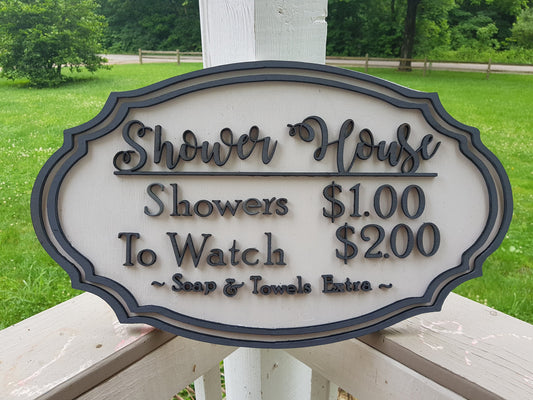 Bathroom Sign, Washroom Sign, Restroom Sign, Shower House, Custom Made Business Sign, Funny, Wood, Shabby Chic, Country, Footstepsinthepast