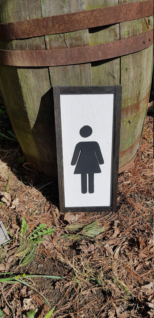 Ladies Room, Ladies Bathroom, Womans, Womens, Bath, Decor, Decoration, Wood Sig, 3D, Raised Symbol, Wood Frame, Shabby Chic, Rustic