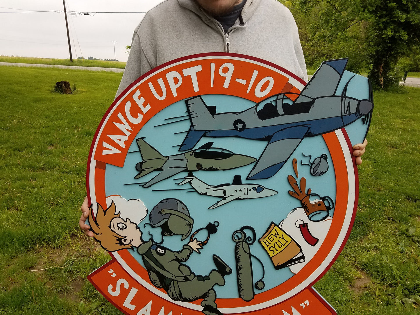 Military Patch Air Force Airplane Drawing Cartoon Sign Large Custom Cut Business Sign Business Logo Wood Laser Cut Out 3D Extra Large Comic