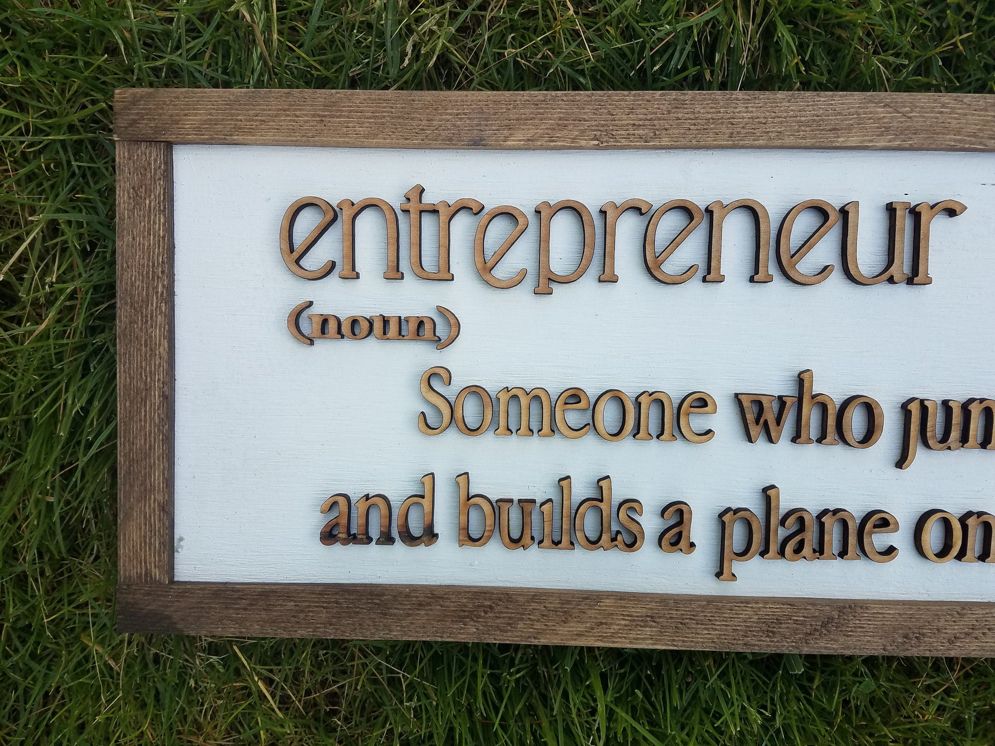 Entrepreneur Gift, Self Employed, Boss Gift, Small Business Owner, Business, Sign, 3D, Raised Text, Framed,, White, Rustic