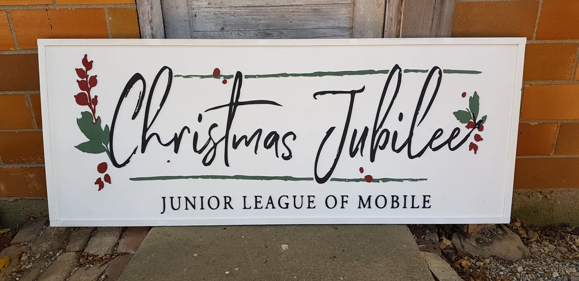 Party Sign Advertisement Christmas Function Junior League Sign Large Outdoor Commercial Business Sign Wood 3D Raised Text Entrance Sign