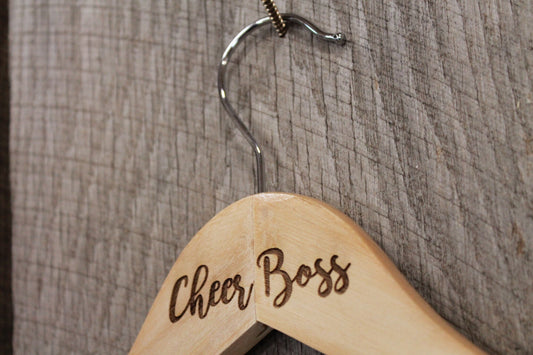Cheer Boss Cheer Leading Cheer Leader Costume Uniform Clothes Hanger Engraved Hard Wood Sturdy