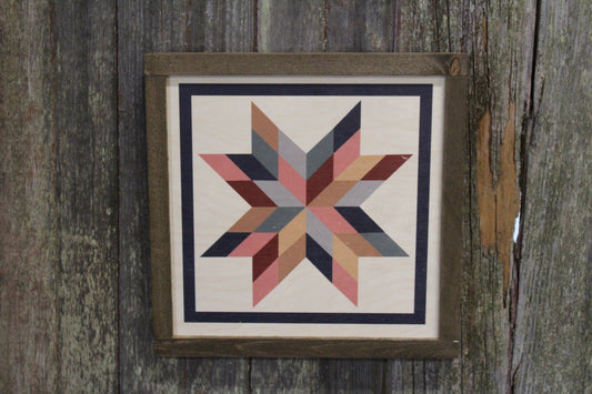Star Triangle Barn Quilt Wood Sign Stylized Geometric Origami Pastel Square Pattern Block Wall Art Farmhouse Primitive Rustic