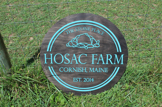 Extra Large Round Farm Sign Ranch Business Sign Raised Text Commercial Entrance Sign Custom Your Logo Established Outdoor 3D Black Teal