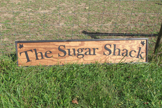 The Sugar Shack Maple Syrup Large Custom Ranch Sign Oversized Rustic Business Logo Wood Laser Cut Out 3D Extra Large Sign Footstepsinthepast