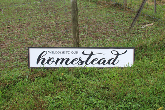 Welcome To Our Homestead Large family sign wood fireplace living room dinning room shabby cottage farmhouse rustic decor Home Farm Porch