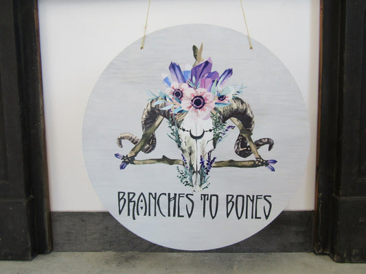 Your Actual Logo Round Small Business Hanging Sign Custom Circle Personalized Rustic Branches to Bones Home Decor Wall Art Color Wood Print