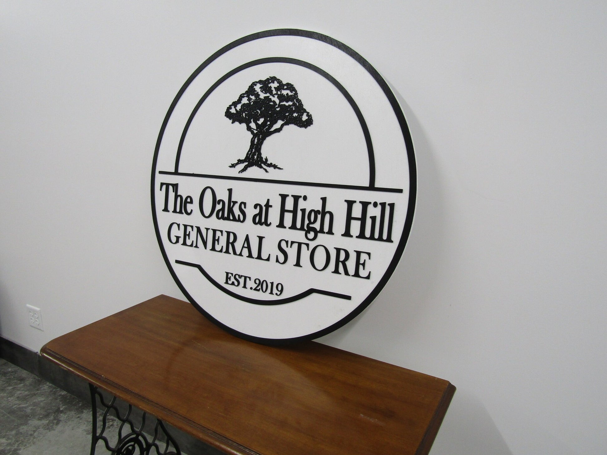 Custom Round Business Sign Commerical Signage Made To Order General Store Front Sign Small Business Sign Logo Oak Tree Circle Wooden Sign