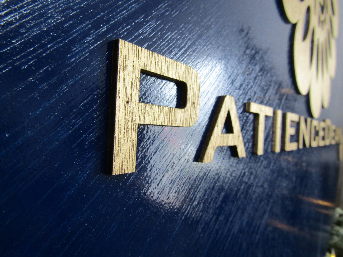 Custom Sign Round Business Commerical Signage Mandala Flower Made to Order Tv Store Front Small Shop Logo Blue Gold Circle Wooden Handmade