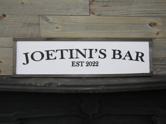 Custom Personalized Bar Sign Fathers Day Gift Established Sign Oversized 3D Raised Text Made To Order Indoor Outdoor Patio Basement Signage