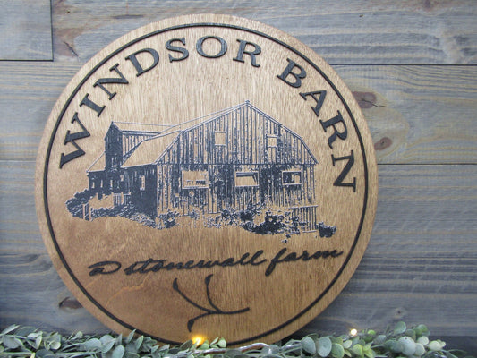 Family Farm Business Windsor Barn Establishment Printed Photo Handwriting Piece Custom Wooden Sign Gift Heirloom Generational Keepsake