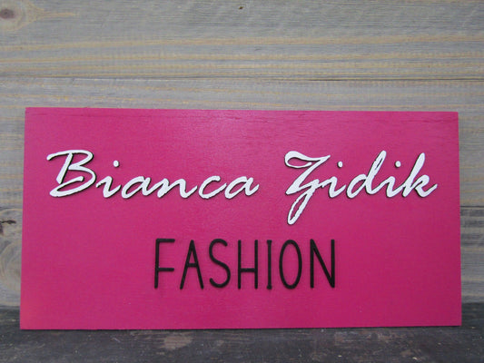 Fashion Boutique Store Hot Pink Unframed Commerical Signage 3D Raised Letters Company Name Personalized Wooden Sign Fashionista Customizable