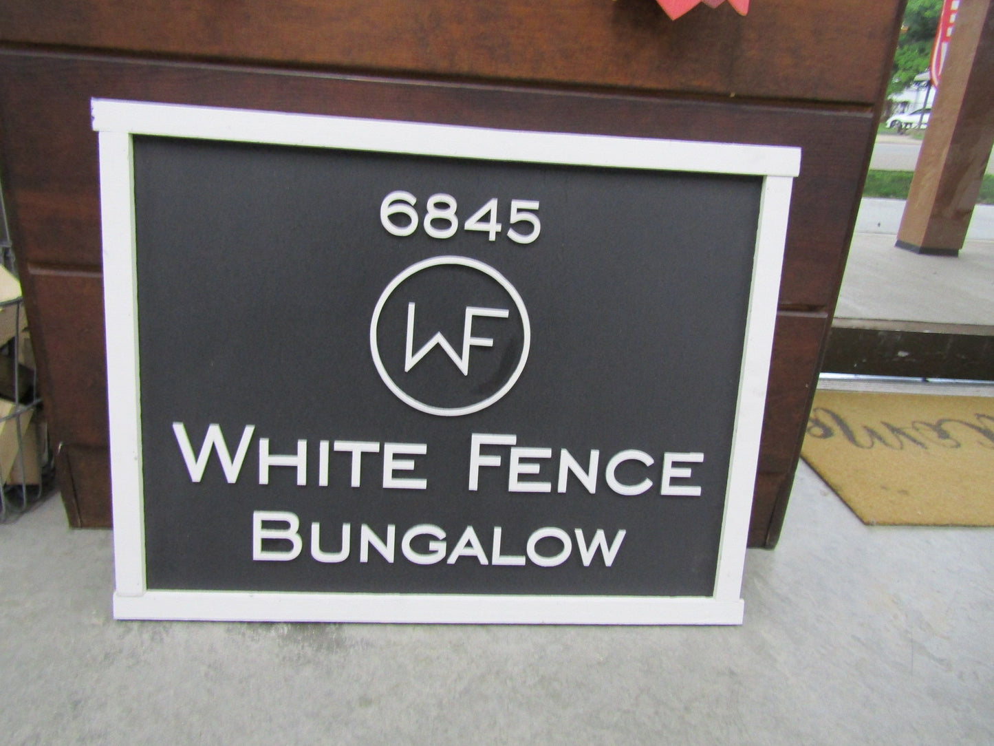 Custom Wood Sign Business Signage Bungalow Black and White Rectangle 3D Large Custom Signage Indoor Outdoor Small Business Logo Laser Cut