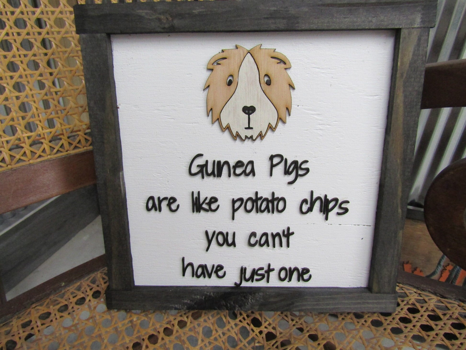 Guinea Pig Pet Owner Small Animals Cute Like Potato Chips Cant Have Just One Animal Lover Handmade Decor Wall Hanging Sign Wooden 3D Signage