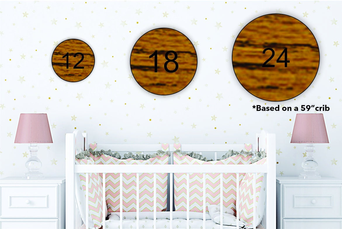 Custom Sign Round Nursery Little Girls Shower Gift Bedroom Your Room Design Flowers Raised and Printed Vintage Crib Sign Announcement Gift