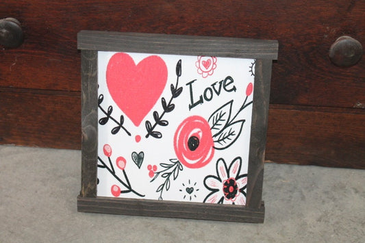 Heart Sign Print Home Decor Handmade Valentines Day Holiday Seasonal Pink Love Laurel Wall Art Farmhouse Primitive Rustic