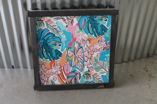 Plant Lover Tropical Summer Sign Print Colors Framed Art Handmade Monstera Hawaii Warm Wooden Sign Wall Art