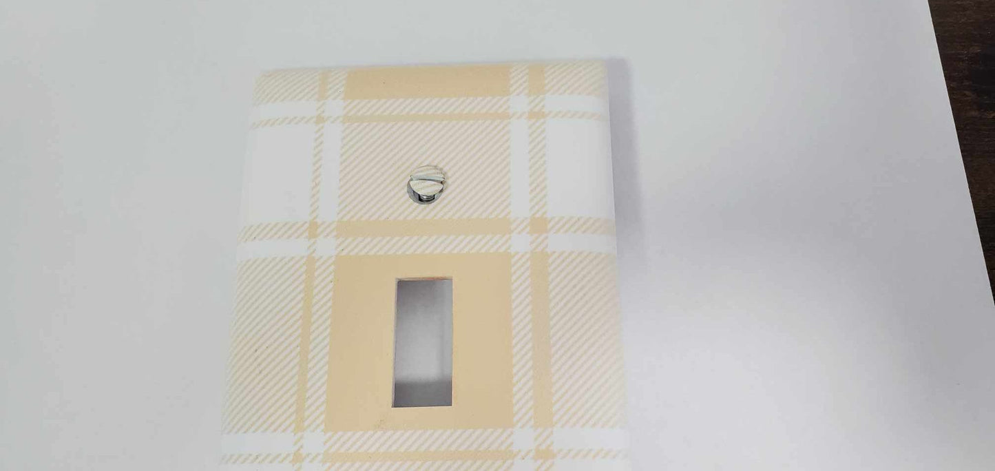 Yellow Plaid Nursery Spring Printed in Color Light Switch Cover Plate Durable Baby Room Kids Room