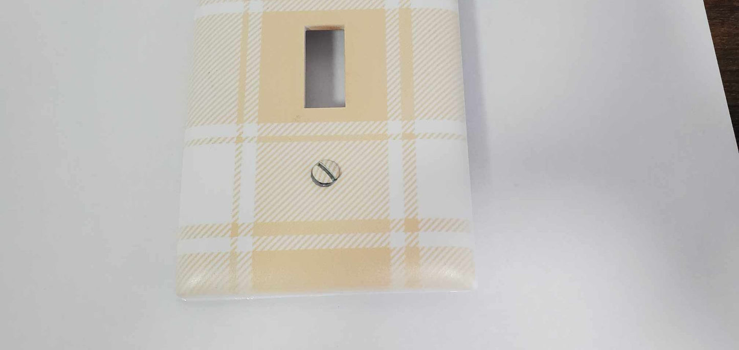 Yellow Plaid Nursery Spring Printed in Color Light Switch Cover Plate Durable Baby Room Kids Room