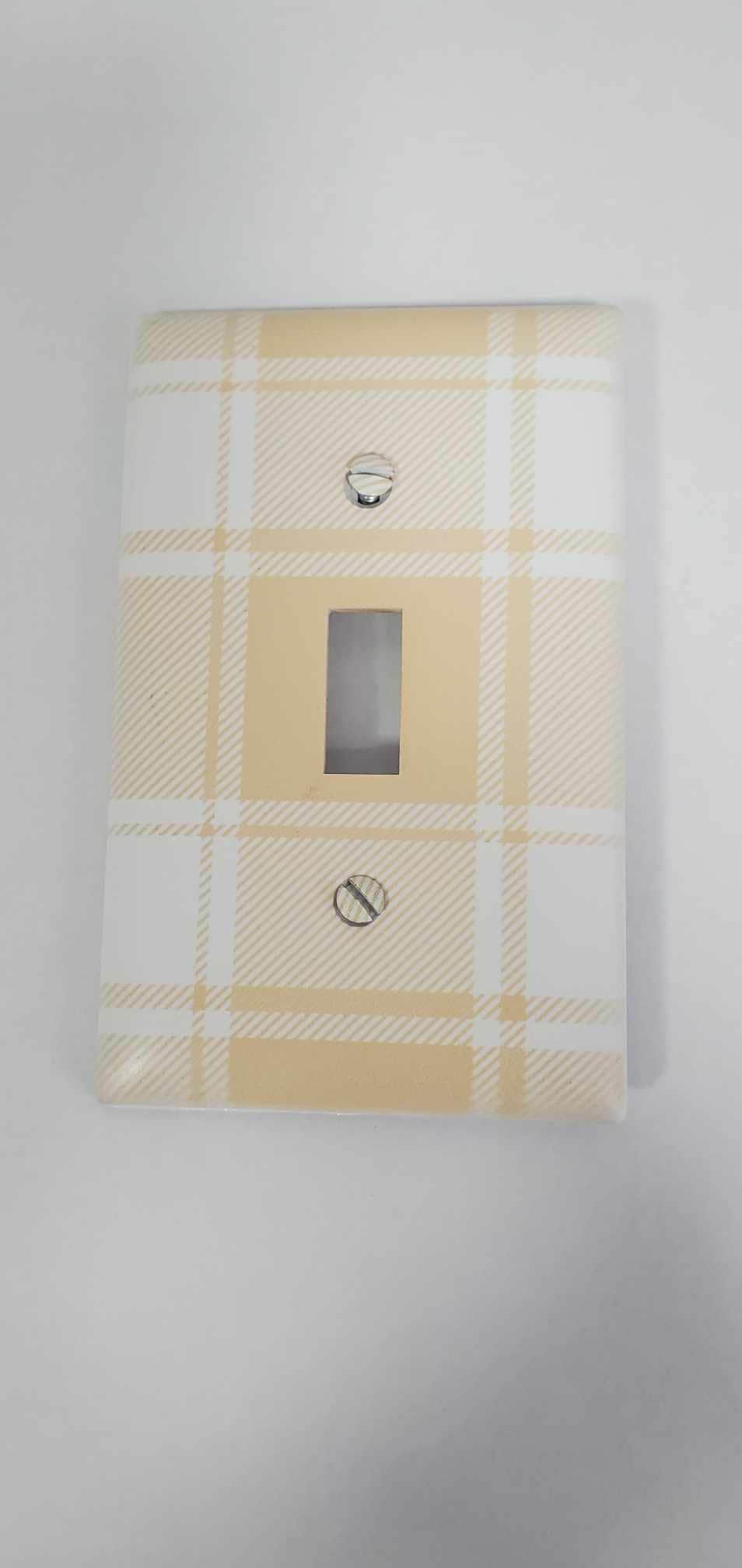 Yellow Plaid Nursery Spring Printed in Color Light Switch Cover Plate Durable Baby Room Kids Room