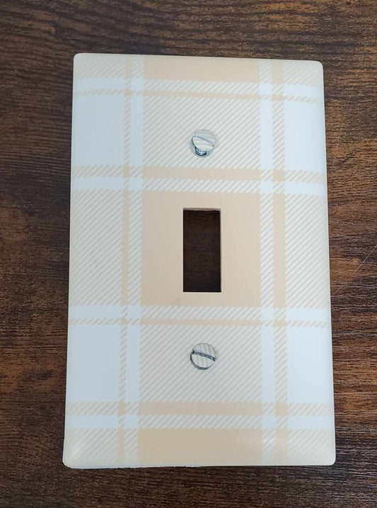 Yellow Plaid Nursery Spring Printed in Color Light Switch Cover Plate Durable Baby Room Kids Room