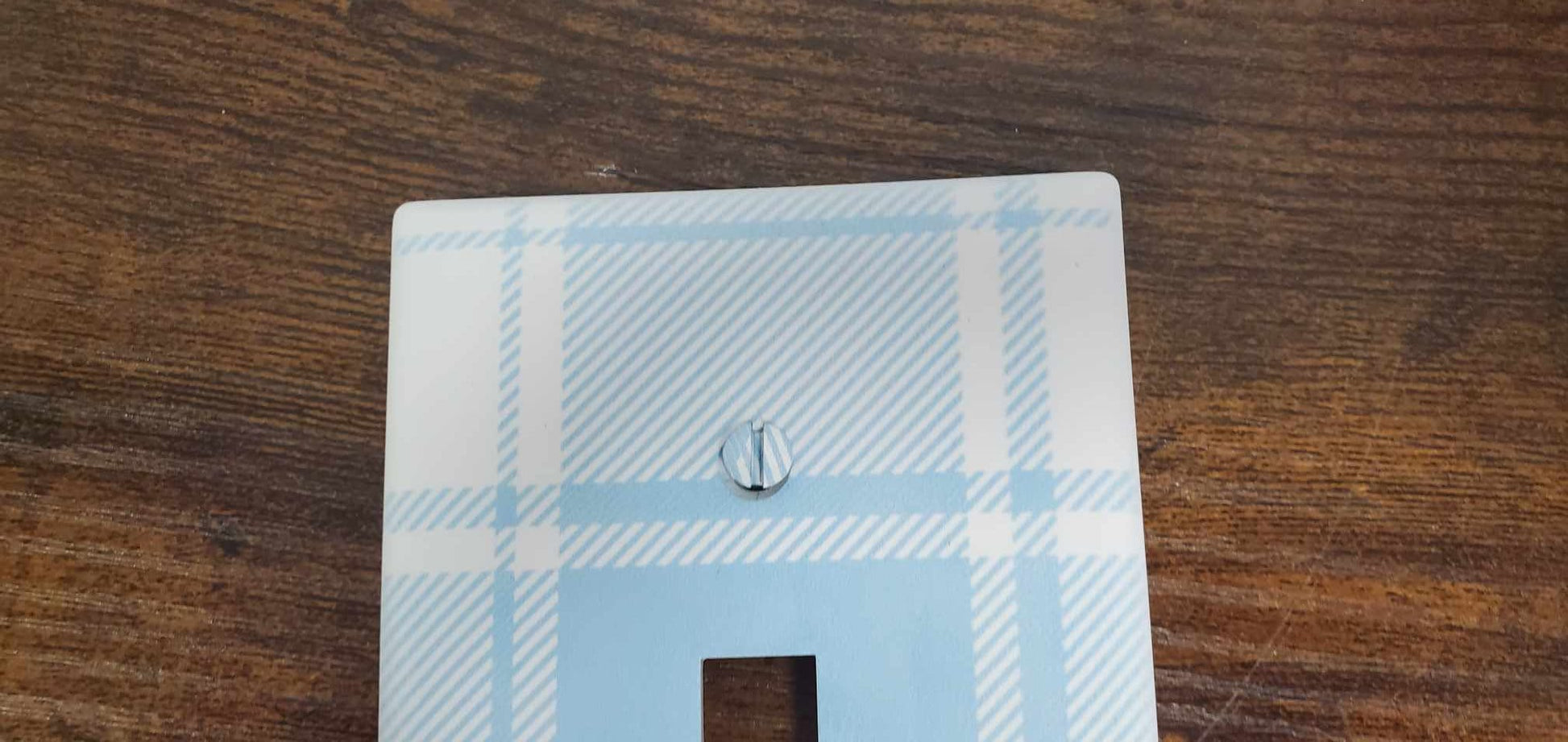 Blue Plaid Nursery Spring Printed in Color Light Switch Cover Plate Durable Baby Room Kids Room