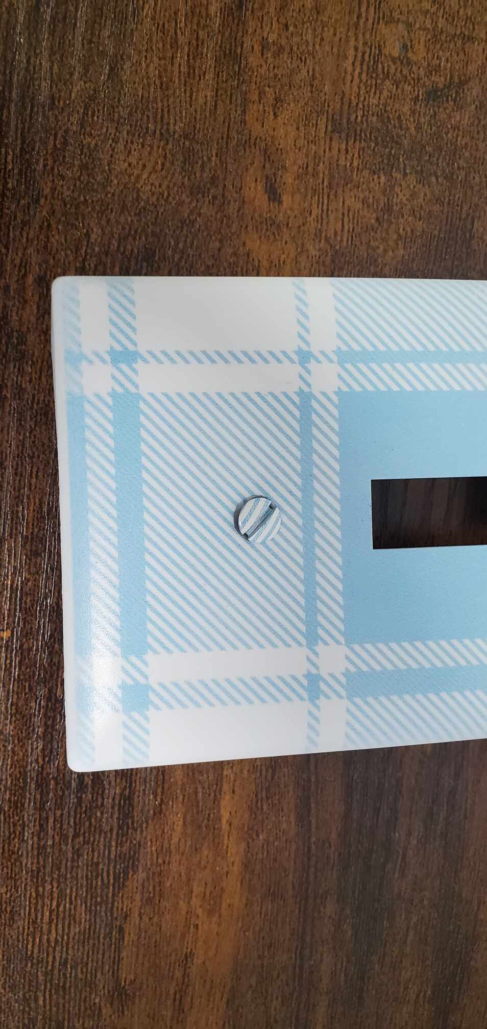 Blue Plaid Nursery Spring Printed in Color Light Switch Cover Plate Durable Baby Room Kids Room