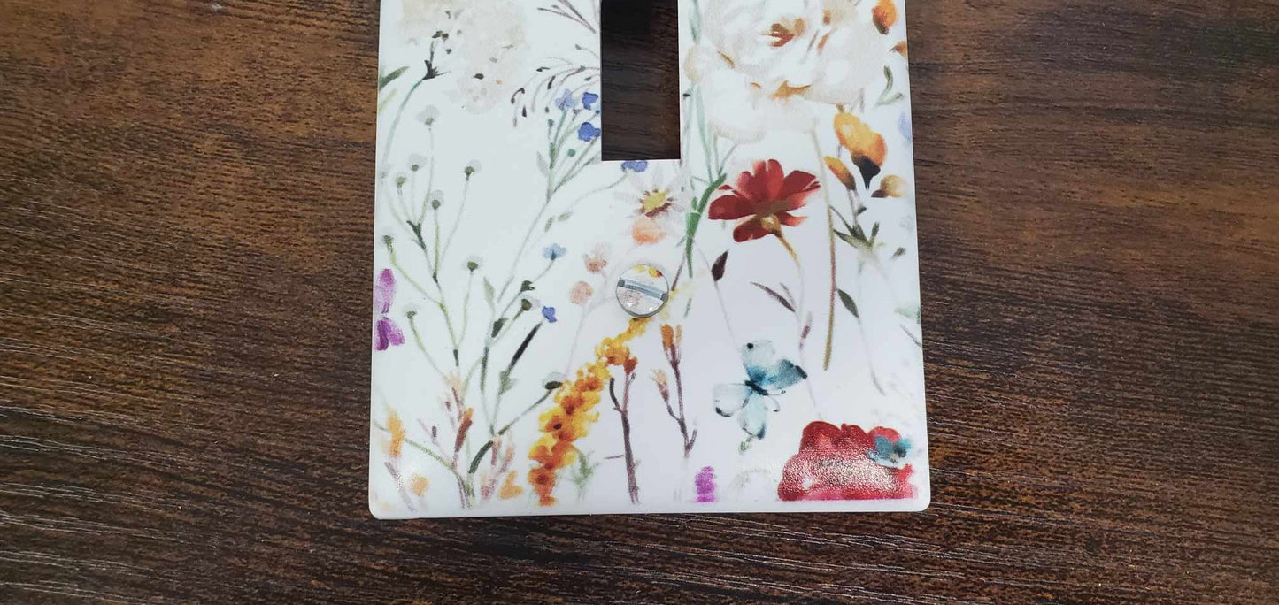 Floral Flowers Botany Spring Printed in Color Light Switch Cover Plate Durable Baby Room Kids Room Decorative Decor