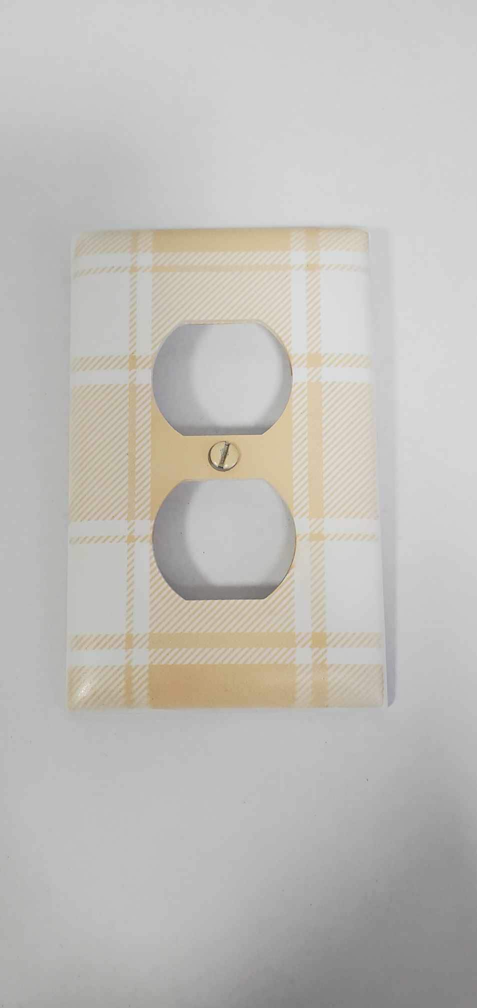 Yellow Plaid Nursery Spring Printed in Color Light Switch Cover Plate Durable Baby Room Kids Room