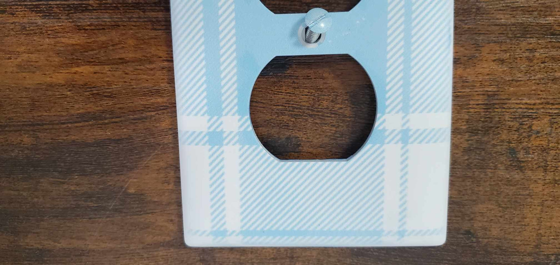 Blue Plaid Nursery Spring Printed in Color Light Switch Cover Plate Durable Baby Room Kids Room