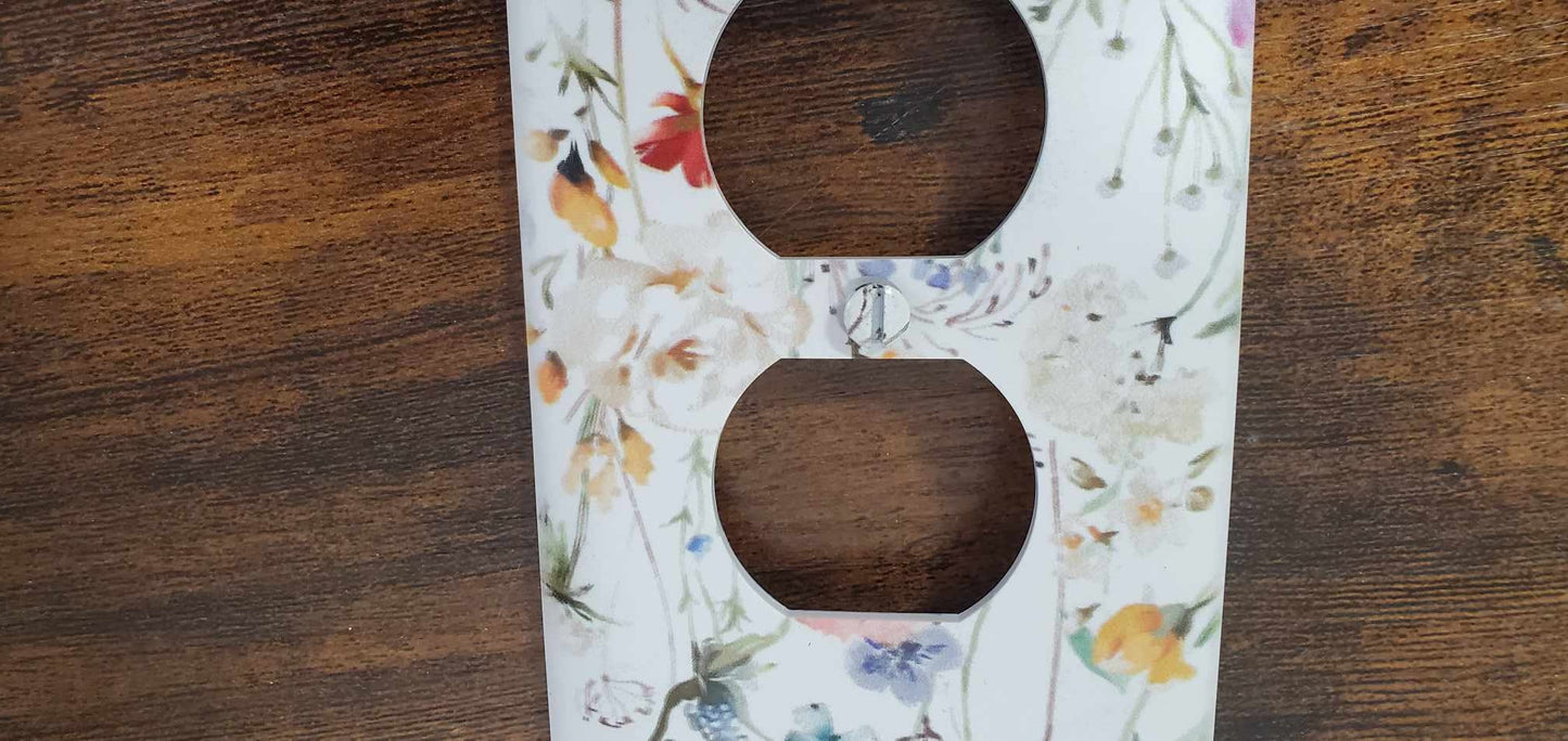 Floral Flowers Botany Spring Printed in Color Light Switch Cover Plate Durable Baby Room Kids Room Decorative Decor