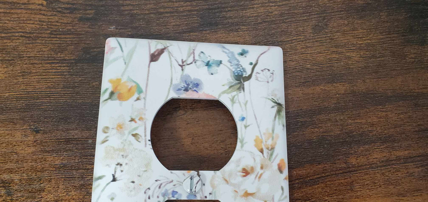 Floral Flowers Botany Spring Printed in Color Light Switch Cover Plate Durable Baby Room Kids Room Decorative Decor