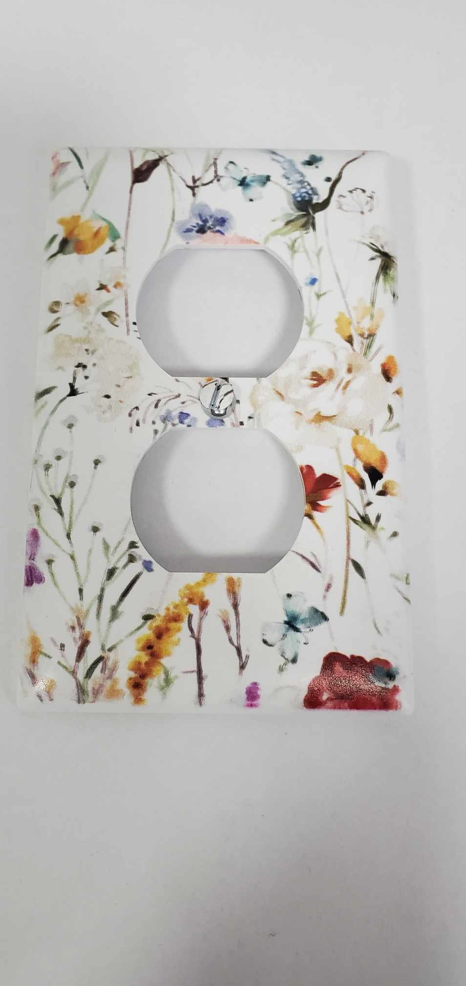 Floral Flowers Botany Spring Printed in Color Light Switch Cover Plate Durable Baby Room Kids Room Decorative Decor