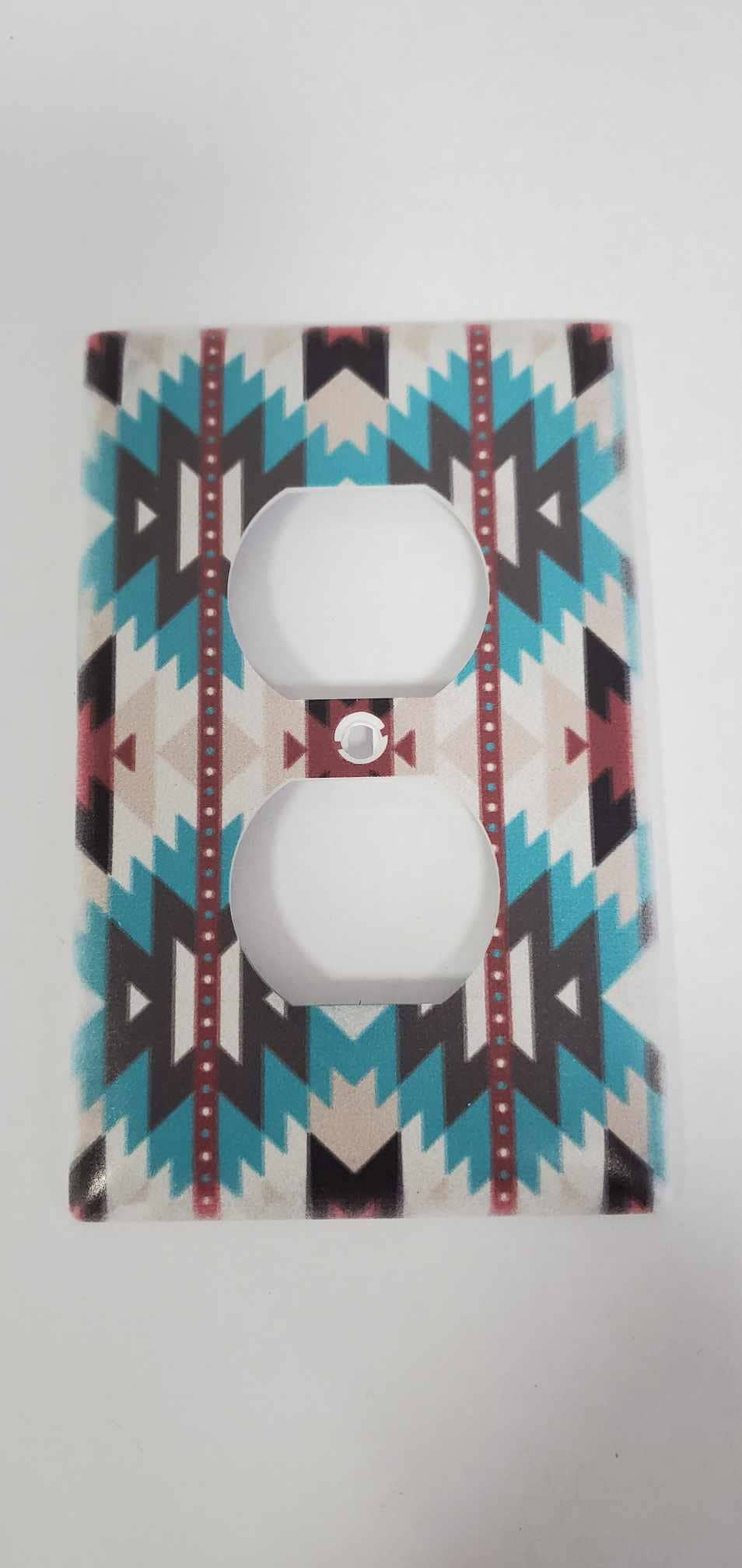 Western Pattern Aztec Geometric Printed in Color Light Switch Cover Plate Durable Baby Room Kids Room Decorative Decor