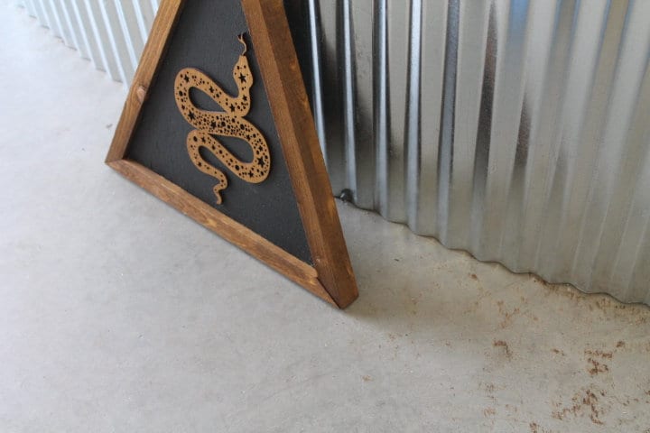 Snake Triangle Rattlesnake Tread On Me Viper Serpent Framed 3D Handmade Art Decor Wooden Sign Raised Layered Sign