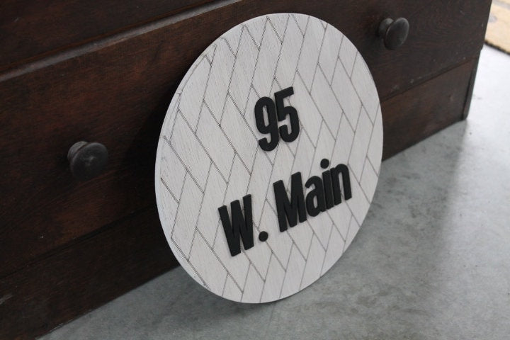 Custom Address Rattan Sign Your Address Name Here Laser Cut Layered Home Round Business Commerical Signage Made to Order Wooden Handmade