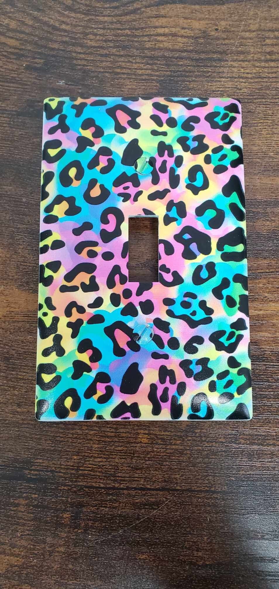 Cheetah Print Rainbow Nursery Spring Printed in Color Light Switch Cover Plate Durable Baby Room Kids Room